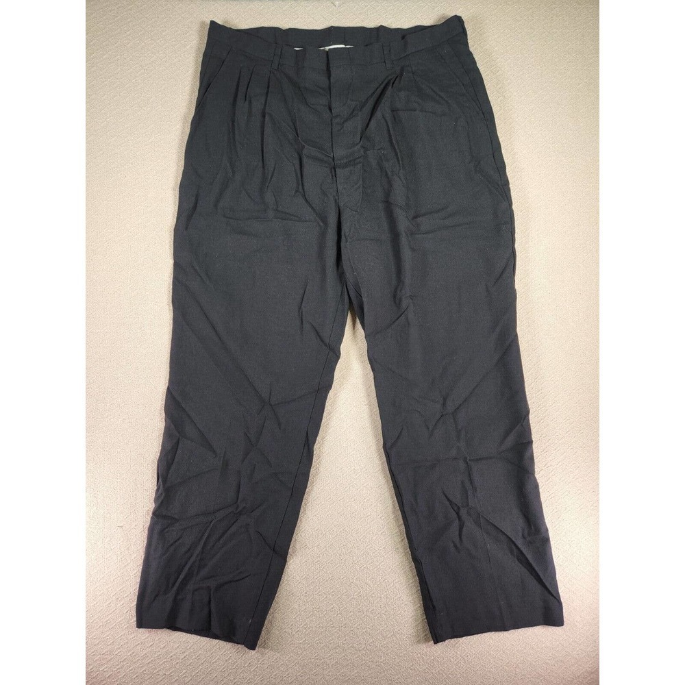 Vintage Cotler Pants Mens 36x28 Pleated Cotton Pockets Regular Black Made In USA
